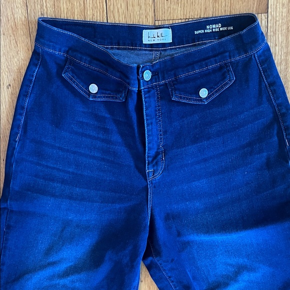 Nicole Miller Dark Indigo Wash High Rise Wide Leg Jeans — Size 10 - Picture 3 of 4